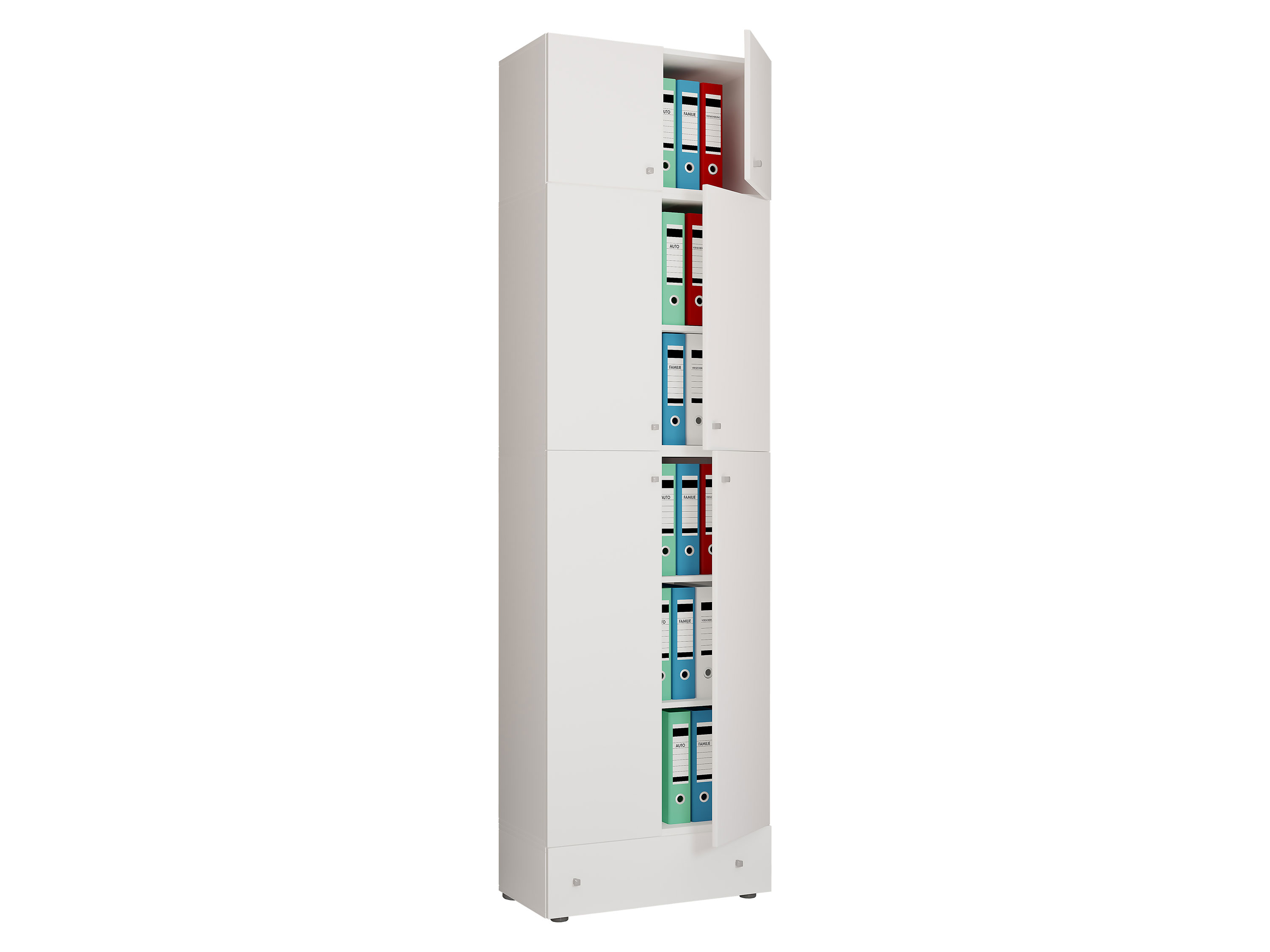 Armoire de bureau Lona (Portes tournantes, dessus et tiroir, XXl, blanc)