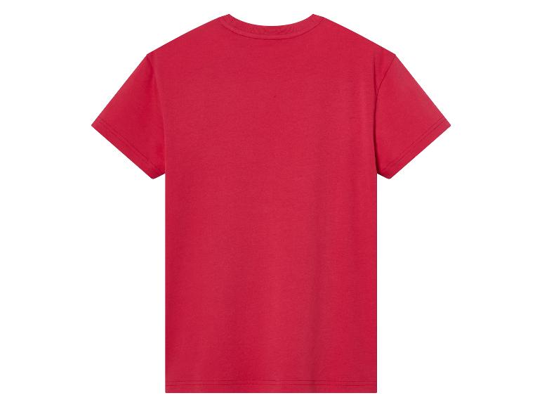 T-shirt rouge à manches courtes, vue arrière.