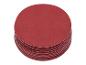Pile de disques de ponçage ronds rouges.