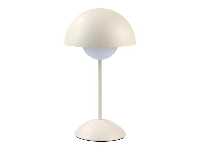 Lampe de table couleur crème en forme de champignon avec ampoule blanche.
