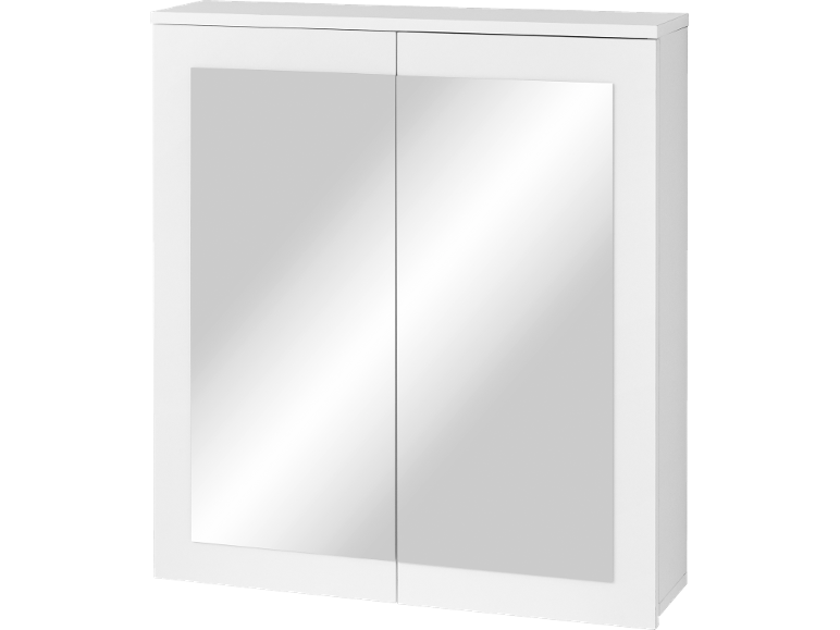 Armoire de salle de bain blanche avec deux portes miroir