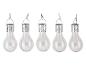 Cinq ampoules solaires avec guirlandes LED et pinces.