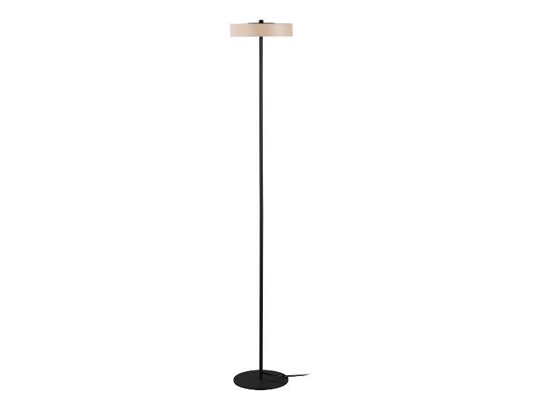 Lampadaire noir moderne avec abat-jour en tissu beige