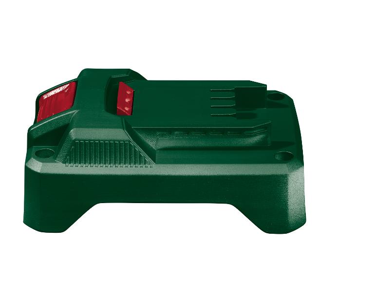 Adaptateur de batterie Bosch vert foncé.