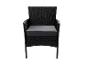 Chaise de jardin en rotin noir avec coussin gris