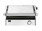Un grill panini SilverCrest de couleur argent avec température réglable et voyants marche/arrêt.