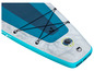 Paddleboard gonflable Aqua Drifter avec des détails bleus et blancs.