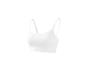 Soutien-gorge de sport blanc côtelé avec fines bretelles réglables.