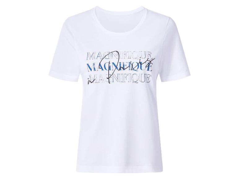 T-shirt blanc avec impression bleue et noire « MAGNIFIQUE »