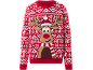 Pull de Noël rouge avec motif de renne et texte 'HO! HO! HO!'