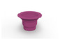 Une tasse en silicone pliable de couleur rose.