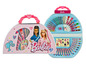 Valise Barbie avec crayons de couleur, feutres et crayons de cire.