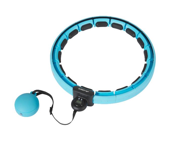 Un hula hoop bleu avec un chronomètre de Crivit.