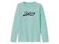 Un t-shirt à manches longues vert clair avec l'inscription 'Future Strong and Bright'.