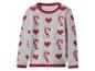 Pull gris avec cœurs rouges et cannes à sucre