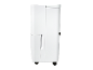 Déshumidificateur blanc sur roulettes, vue latérale