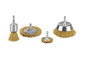 Trois brosses métalliques pour le polissage, deux rondes et une cylindrique.