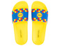 Des tongs jaunes avec le logo Lidl et la marque Esmara.