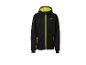 Veste à capuche noire avec fermeture éclair et détails jaune fluo