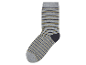 Chaussette rayée grise, marron et noire.