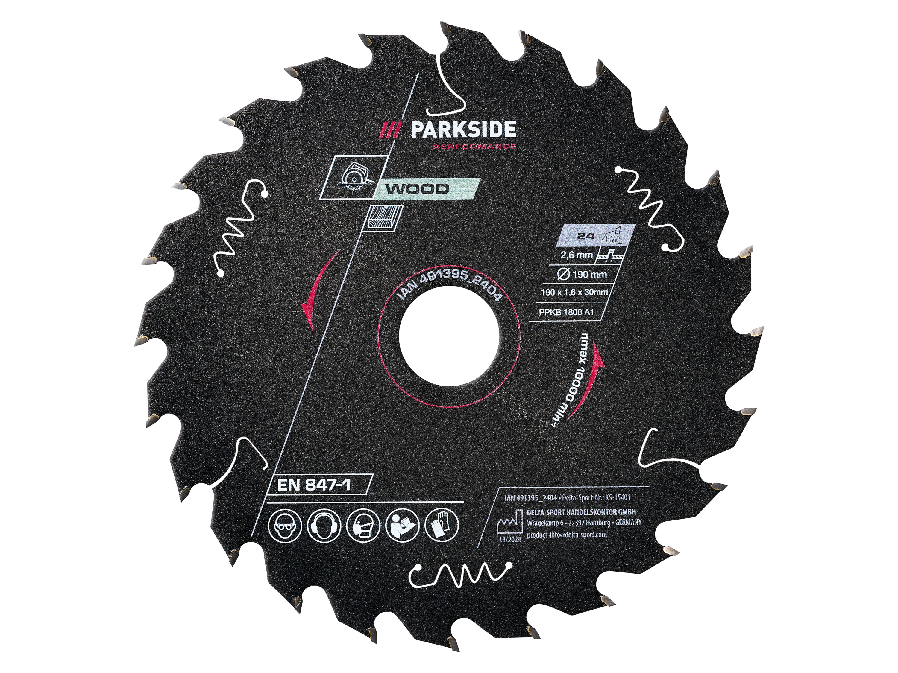 PARKSIDE PERFORMANCE® Lame de scie circulaire PPKB 1800 A1, Ø 190 mm (bois, 24 dents)