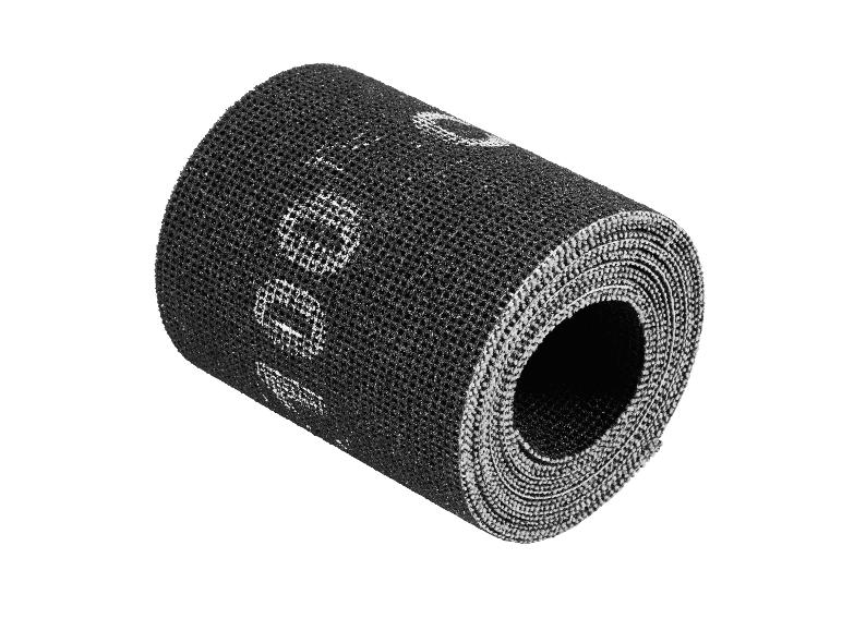 Rouleau de papier de verre noir avec l'inscription visible «100».