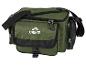 Sac de pêche Crivit vert olive avec plusieurs poches.