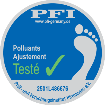 Sceau PFI : Polluants Ajustement Testé, 2501L486676, Prüf- und Forschungsinstitut Pirmasens e.V.