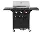 Grill à gaz Grillmeister : trois brûleurs, couvercle en acier inoxydable.