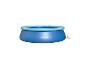 Piscine gonflable ronde bleue avec anneau supérieur gonflable et pompe de filtration.