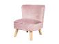 Fauteuil en velours rose poudré avec pieds en bois clair