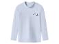T-shirt blanc à manches longues avec col montant et imprimé vague bleue