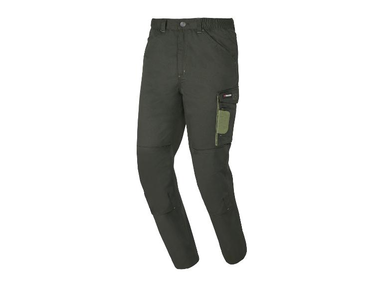 Pantalon de travail Parkside vert foncé avec poches cargo et genoux renforcés