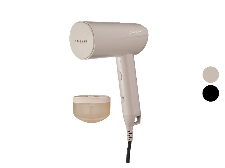 Défroisseur vapeur SilverCrest beige avec réservoir d'eau amovible et câble noir.