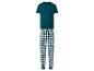 Pyjama deux pièces pour homme avec t-shirt vert foncé et pantalon à carreaux