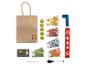 Un ensemble de jeu éducatif sur le thème de l'épicerie, comprenant un sac en papier avec le logo Lidl, de l'argent en plastique, une carte de crédit et d'autres accessoires.