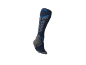 Chaussette de sport bleu foncé avec accents gris et bleu clair, vue latérale.