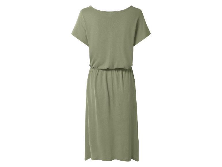 Robe midi décontractée kaki pour femme avec manches courtes et taille élastique.