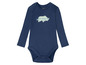 Un body bébé bleu marine avec un motif d'éléphant.