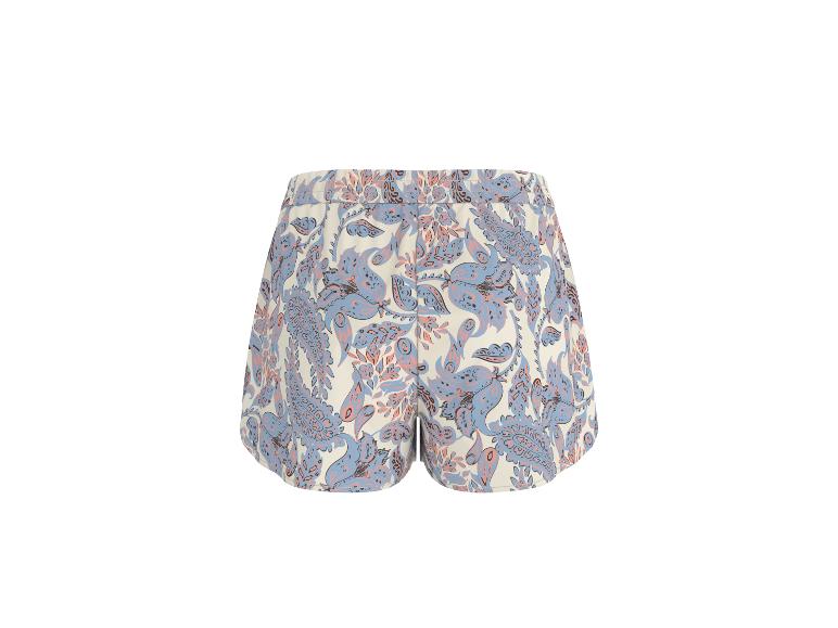 Shorts femme à motif paisley blanc, bleu et rose
