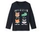 T-shirt enfant bleu marine à manches longues, motifs animaux mignons et inscription "Best Friends" en sequins.
