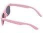 Lunettes de soleil roses avec verres foncés, vues de dessus.