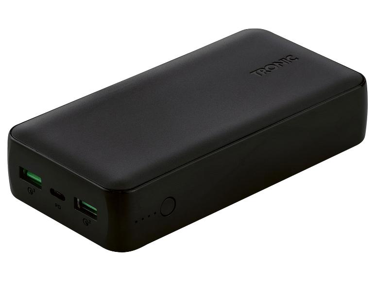 Une power bank noire TRONIC avec deux ports USB.