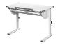 Bureau d'étude blanc réglable en hauteur avec plateau inclinable