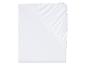 Un drap housse blanc avec élastique.