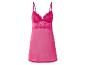 Une chemise de nuit rose en dentelle.