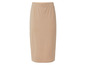 Une jupe midi beige avec une taille élastique.