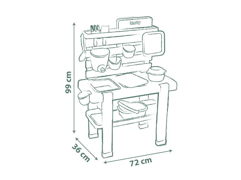 Cuisine de jeu Smoby avec évier, cuisinière et étagères, 99x72x36 cm.
