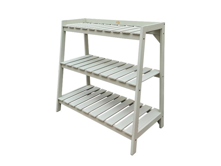 Étagère en bois à trois niveaux gris clair