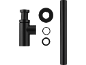 Siphon, tuyau et rondelles noirs mats pour évier ou lavabo.